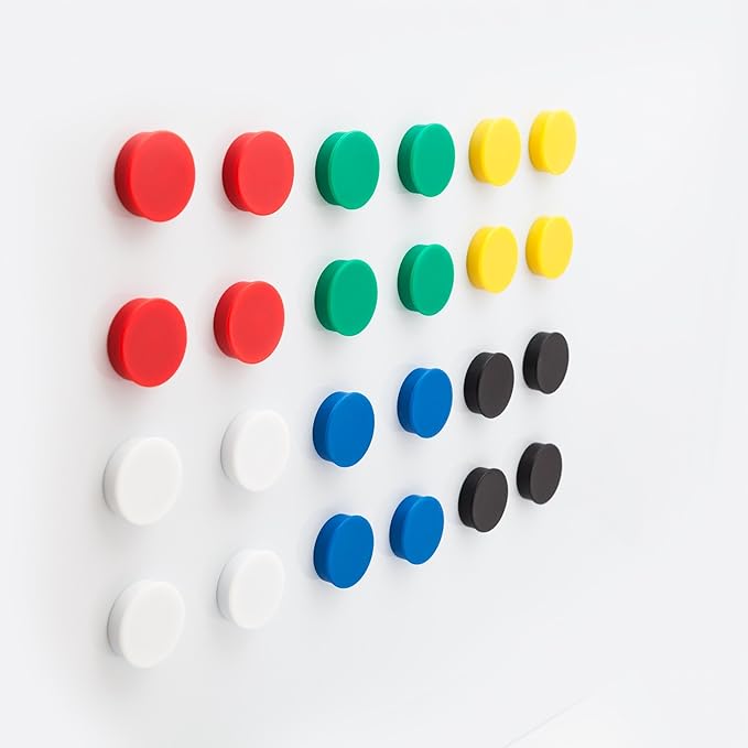 Bullseye Office 24 Round Assorted Color Fridge Magnets, Button Shaped, Small - Image 6