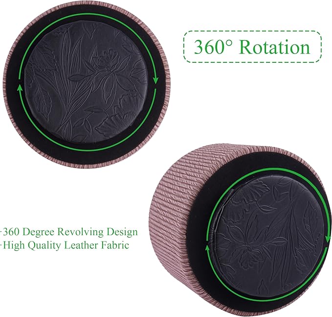 Hennaja Round Leather Art Supply Organizer, Remote Control Holder, 360 Degree - Image 4