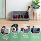 iris usa open front storage bins, heavy duty, close-up detail