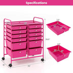 Giantex 12 Drawer Rolling Storage Cart Tools Scrapbook Paper Office School - Image 3