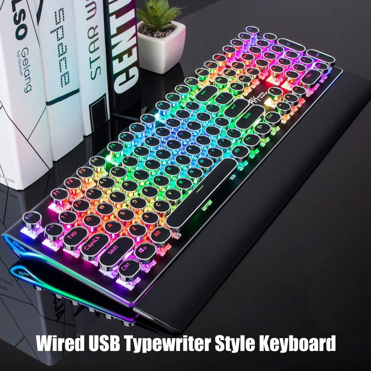 RK ROYAL KLUDGE S108 Typewriter Keyboard, Retro Mechanical Gaming Keyboard Wi...