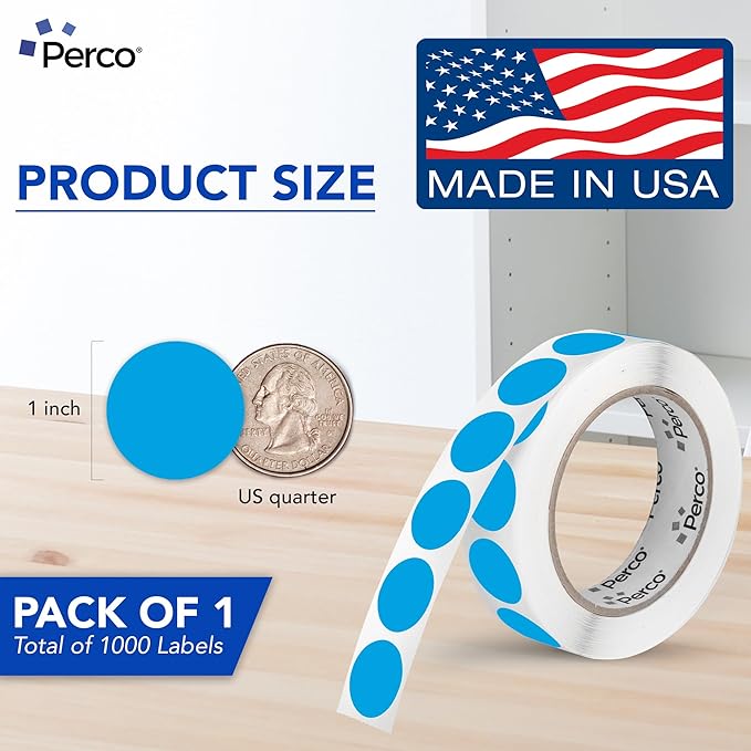 Perco Light Blue 1-Inch Round Circle Dot Sticker Labels - Image 2