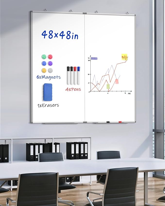48"X 48" Large Magnetic Dry Erase Whiteboard, Removable Wall Hanging Board - Image 2
