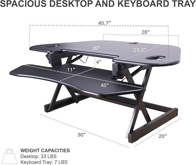 Rocelco 46" Height Adjustable Corner Standing Desk Converter - Image 3