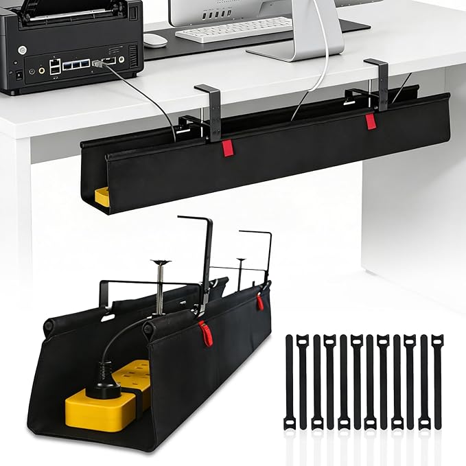 Under Desk Cable Management Tray, Clamp/Screw Mount Desk Cable Management by Unknown