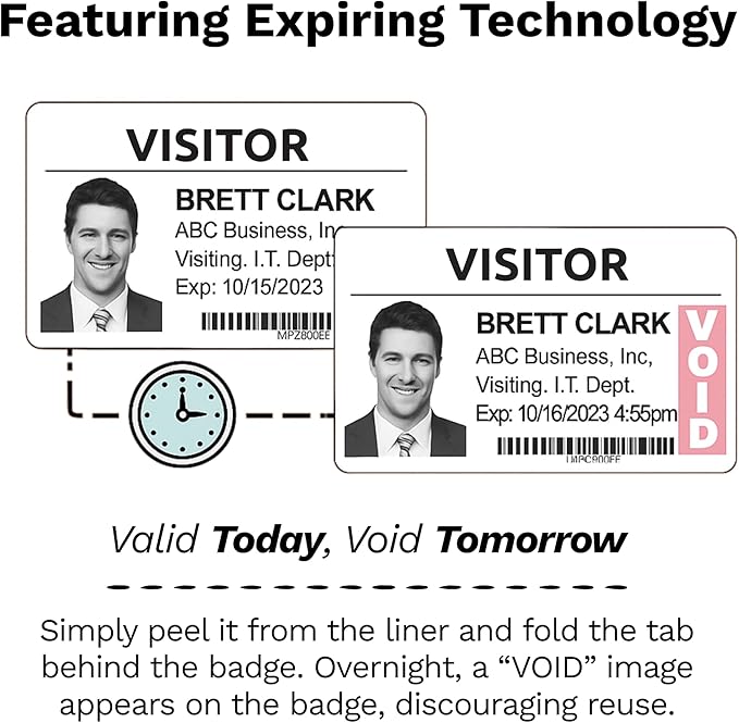 Threshold 4-Inch Tab Expiring Visitor Badges on a Roll | 1 Roll Compatible - Image 2