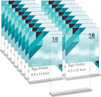 EHWINE Acrylic Sign Holder 8.5 x 11, 18 Pack Double-Sided Stand up Table Top by EHWINE
