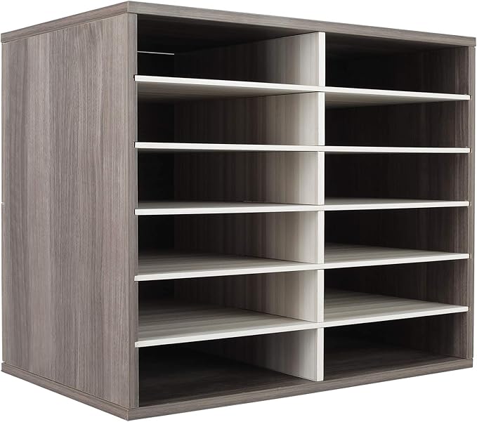 TQVAI Wood Literature Organizer, 12 Slots Hold 6000 Sheets A4 Papers, Wooden by TQVAI