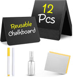 12 Pack Mini Chalkboard Signs for Food, 4”x3” Small Reusable Chalk Board Signs by Tickselect