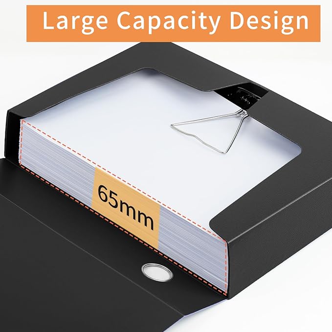 HUA JIE 2 Pack A4 Storage File Boxes Archives Case, 65mm Spine, Box File - Image 2