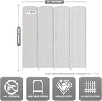 Cocosica 4 Panel Room Divider, 6Ft Folding Privacy Screen, Tall - Image 3