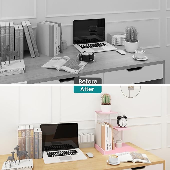 ELITEROO Desktop Shelf, Aesthetic Desk Organizer Table Top Mini Bookshelf - Image 8