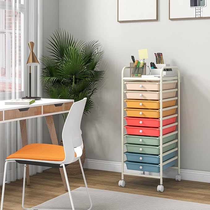 Giantex 10-Drawer Rolling Storage Cart w/Wheels, Removable Drawers, Mobile - Image 2