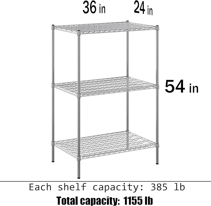 Regal Altair 24" Deep x 36" Wide x 54" Height Wire Shelving Kit | 3-Tier | NSF - Image 3