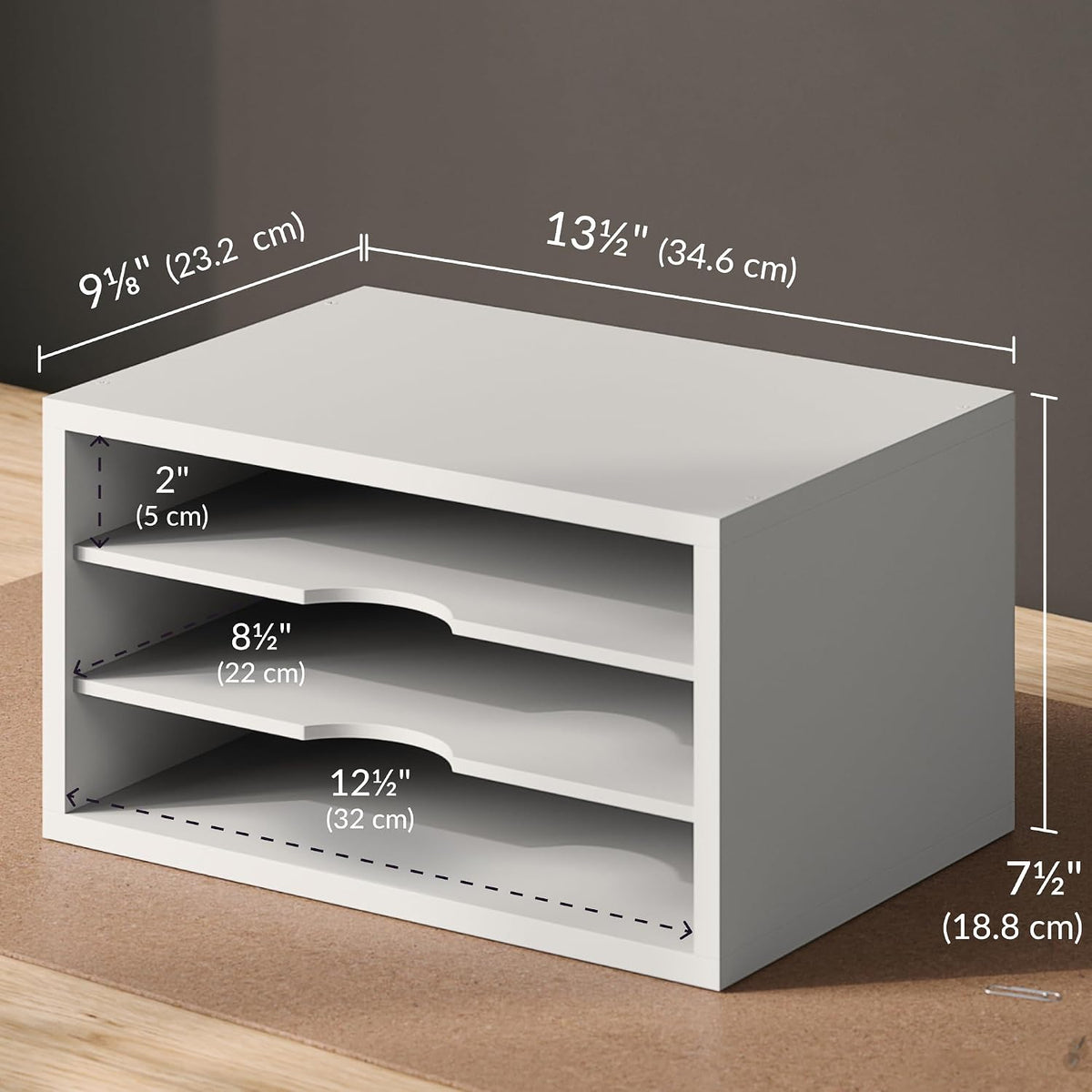 Ballucci File Organizer, 3-Tier Document Paper Sorter, Stackable Wood Desk Or...