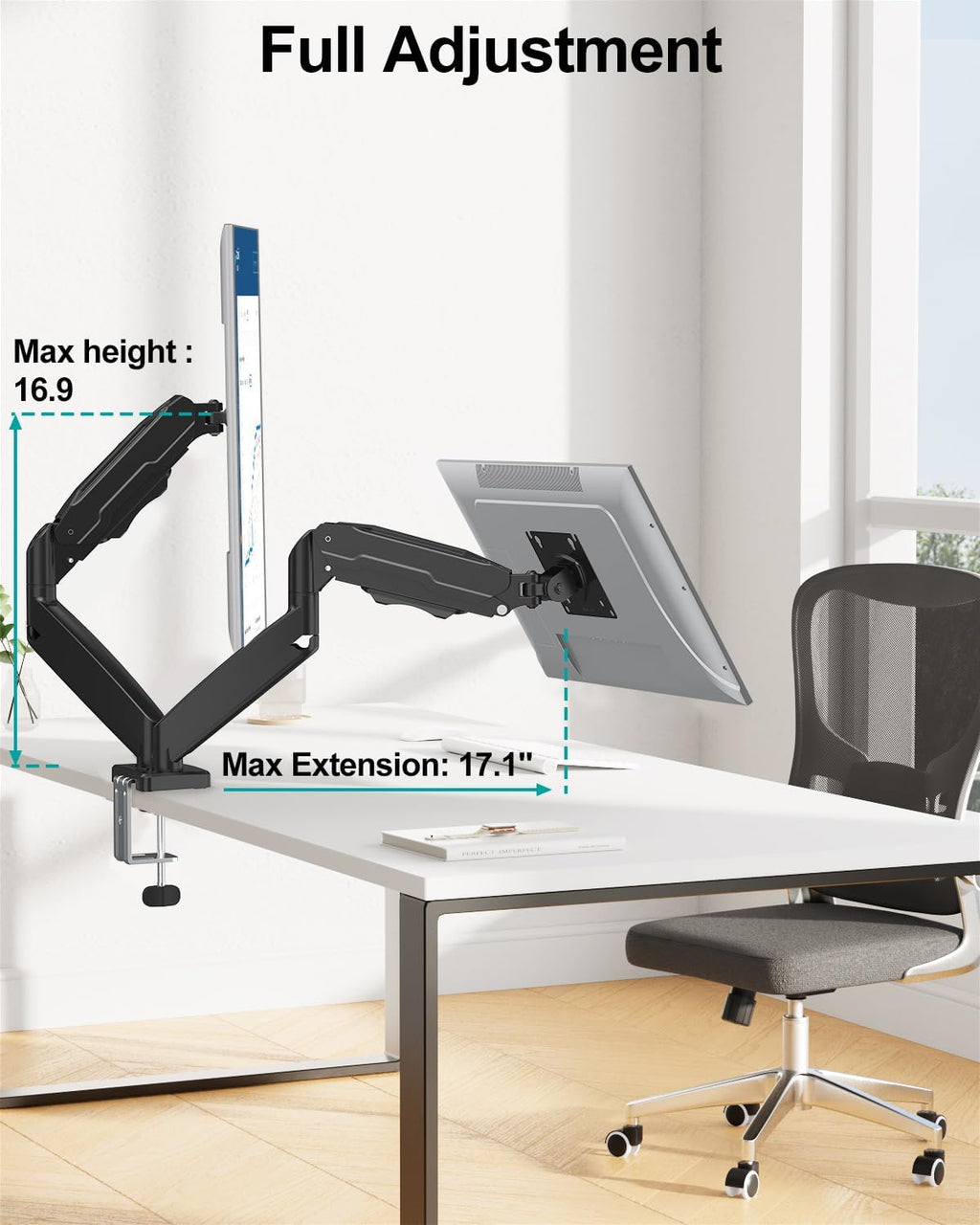 mount pro dual monitor mount fits 13 to on a desk or shelf