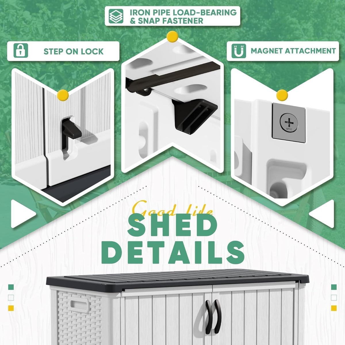devoko 50 cu ft outdoor storage cabinet, close-up detail