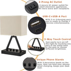 briever touch control table lamp, 3-way dimmable desk, close-up detail