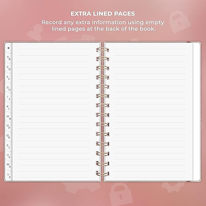 Clever Fox Password Book Spiral – Internet Address & Password Organizer - Image 6