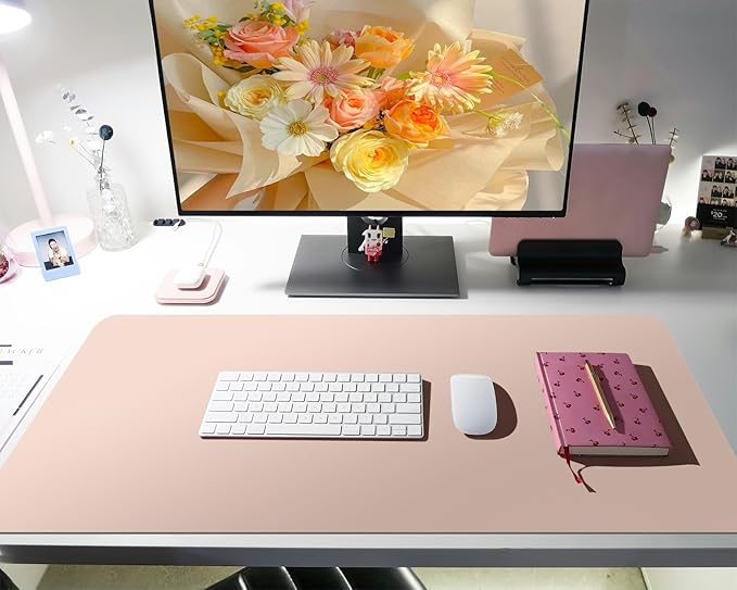 Bloss Pink Desk Mat, Leather Desk Pad, Desk Matt - Image 5