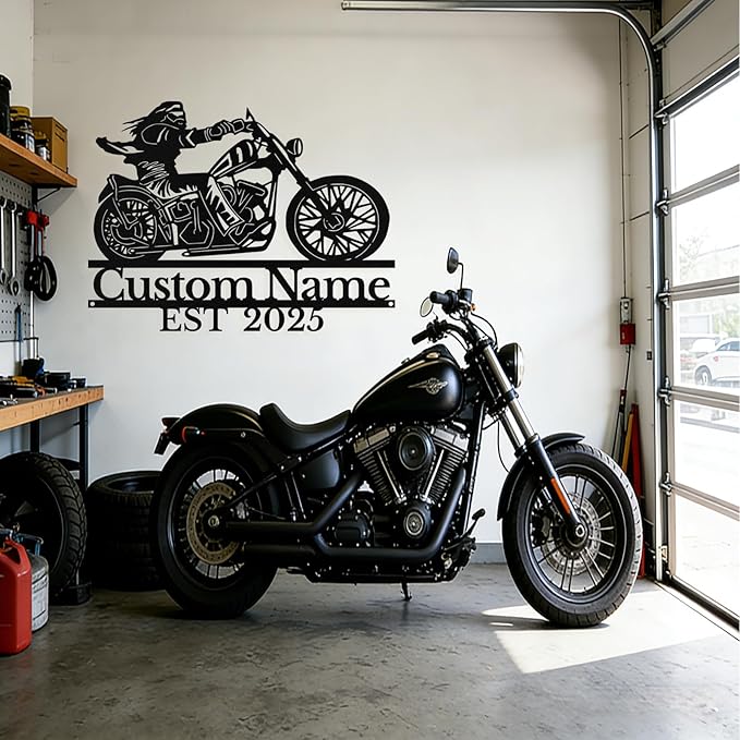 Custom Motorcycle Metal Sign Personalized Biker Name Sign Motorcycle Wall Art - Image 2