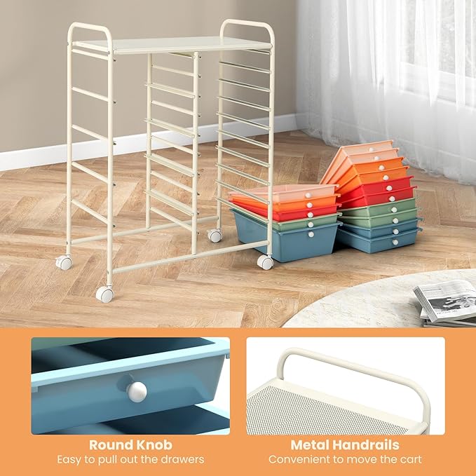 GOFLAME 15-Drawer Rolling Storage Cart, Craft Storage Cart - Image 6