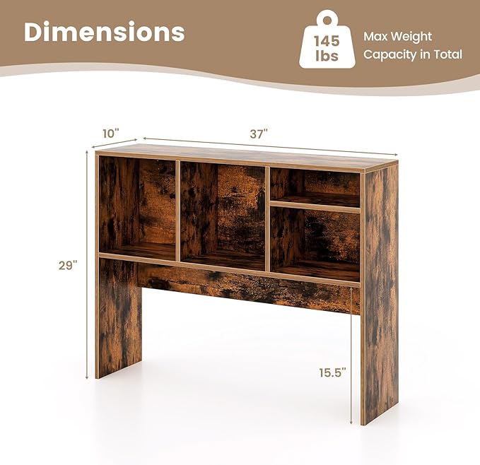 Tangkula Desktop Bookshelf, Countertop Storage Hutch - Image 3