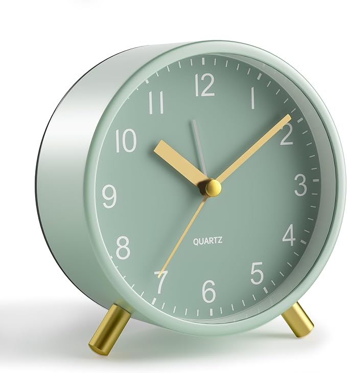 Analog Alarm Clock, 4 inch Super Silent Non Ticking Small Clock by JALL