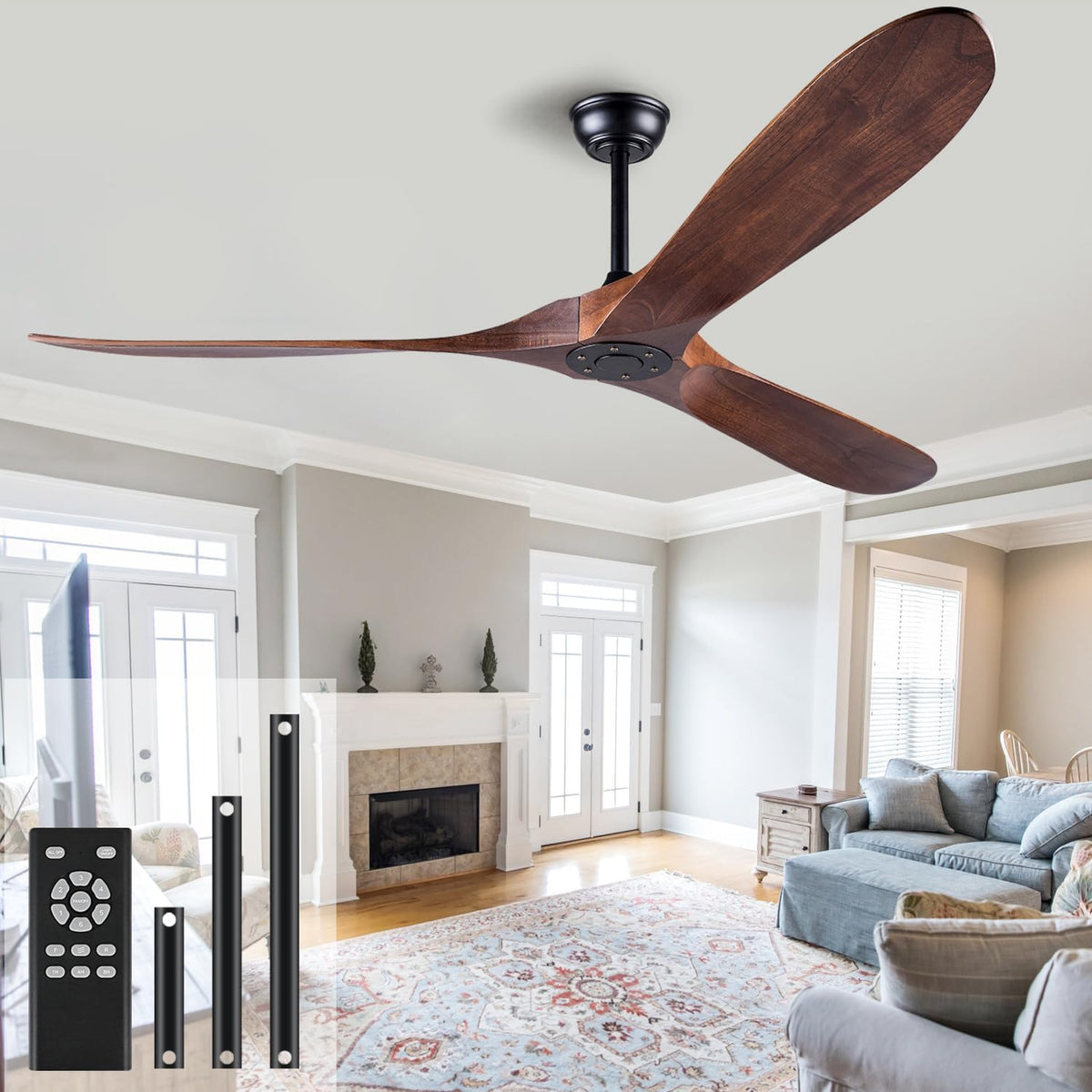 60 inch ceiling fan without light ，wood indoor, main product view