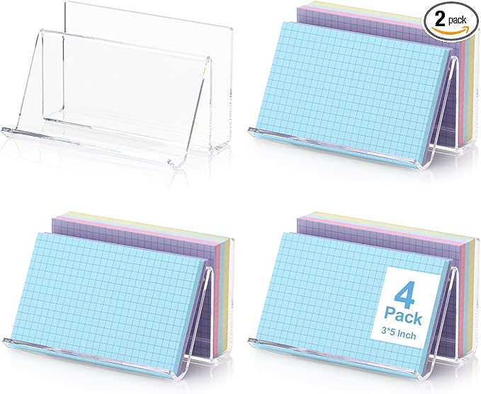 4 Pack 3x5 Index Card Display Holder Acrylic Cards Holder Stand Acrylic by SHIQIKEJIPTY