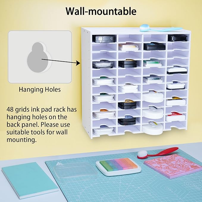Krafetto 48 Grids Ink Pad Storage Rack, Wall-mountable Stamp Pad Organizer - Image 5