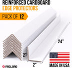 24" x 2" x 2" Reinforced Cardboard Edge Protectors, White (Pack of 12) – 0.16" Thick Heavy-Duty Cardboard Corner Protectors for Shipping – American Quality V-Board Pallet Edge Protectors | 0.16" Thick Heavy-Duty Cardboard Corner Protectors for Shipping