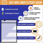 SCRIBBLEDO Dry Erase Pocket Sleeves, Job Ticket Holders with Rings 50 Pc | Oversized Reusable Heavy Duty, 10x14” Budget Friendly Bulk Sheet Protectors, Durable PET Vinyl, Easy to Clean No Residuals