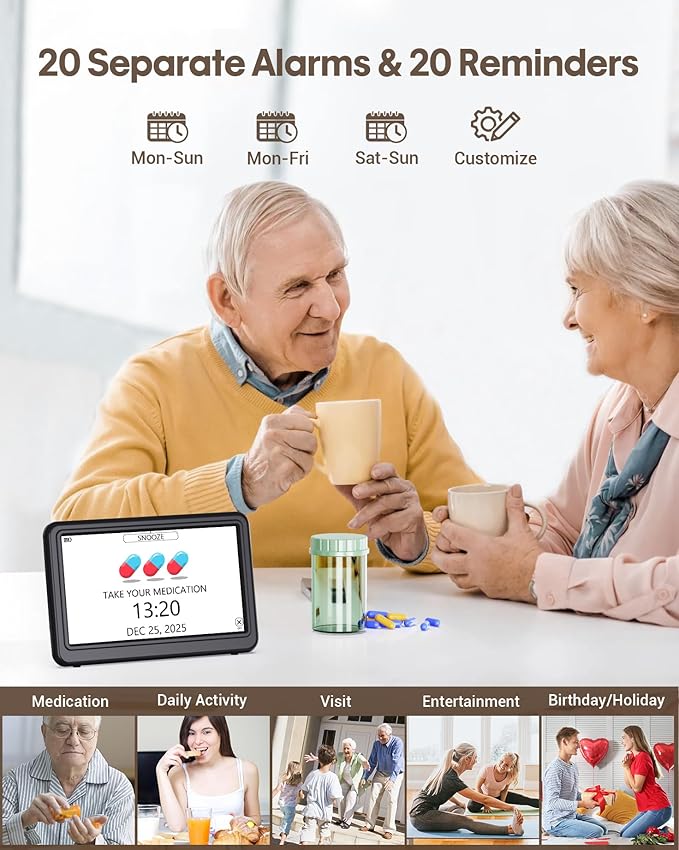 Clock with Day and Date for Elderly Battery Operated, Rechargeable Digital - Image 5