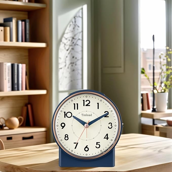 Tinload 4.3" Retro Analog Alarm Clock, Vintage Decor, No Ticking Silent - Image 2