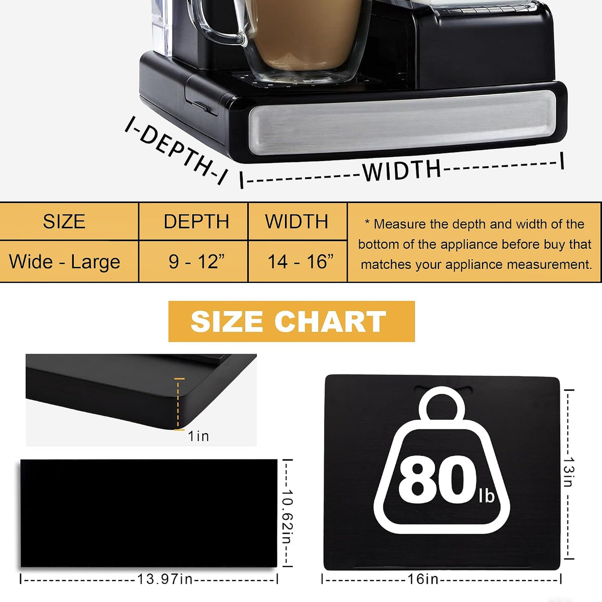 MinBoo Bamboo Appliance Slider,Sliding Tray for Coffee Maker, Kitchen Counter...