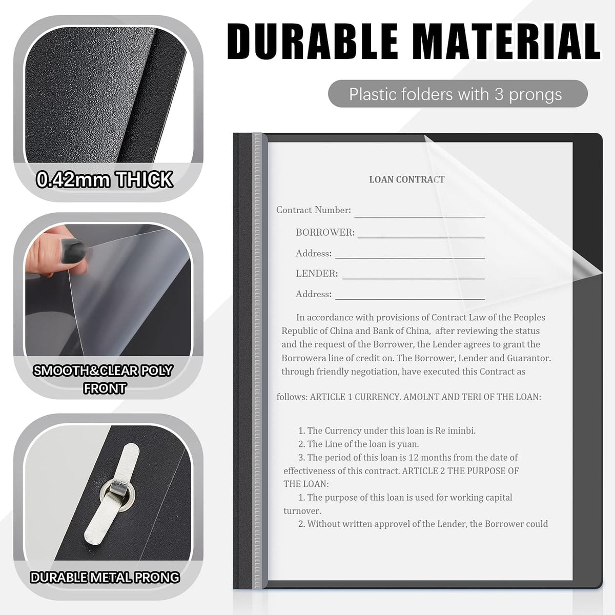 teling 100 pcs clear front report covers with, close-up detail