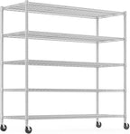 Himimi Storage Shelves with Wheels, 5-Tier Heavy Duty Steel Wire Rack Storage by Himimi