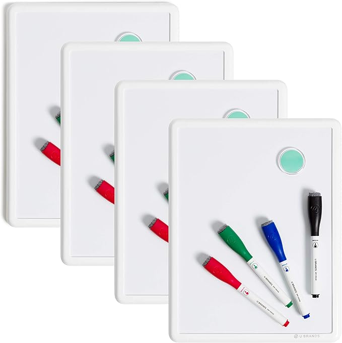U Brands Contempo Magnetic Dry Erase Board White Board Bundle, 8.5" x 11" by UBrands
