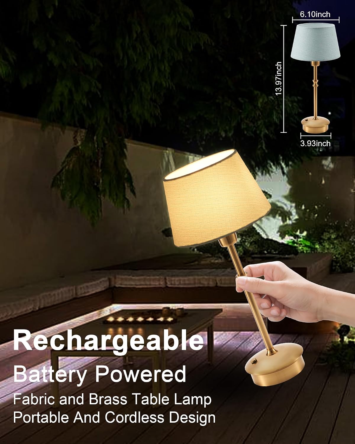 UMEXUS Cordless Rechargeable Table Lamp, Small Battery Operated Table Light