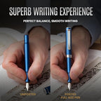 Scriveiner Luxury EDC Fountain Pen, Stunning Matt Blue Pocket Pen, Chrome Finish - Image 6