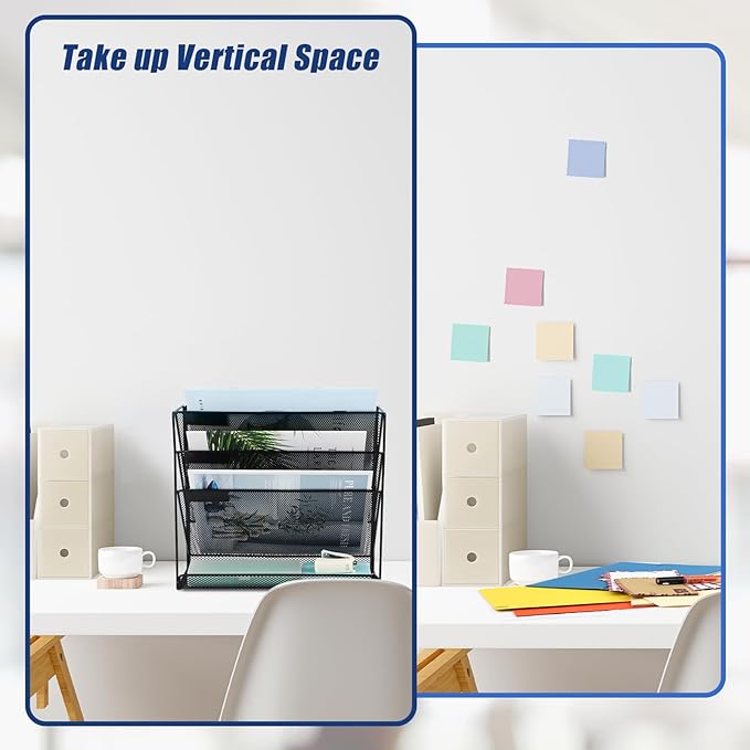 EASEPRES Desk File Organizer Mesh 4-Tier, Hanging Wall Mount Document - Image 4