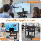 Mobile AV Cart with Pullout Keyboard Tray, Rolling Computer Cart Height - Image 7