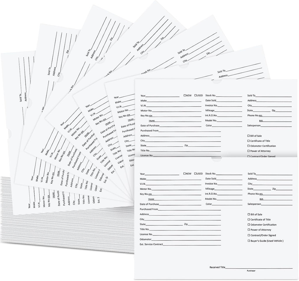 120 Pcs 9 x 12 In Vehicle Dealer Jackets