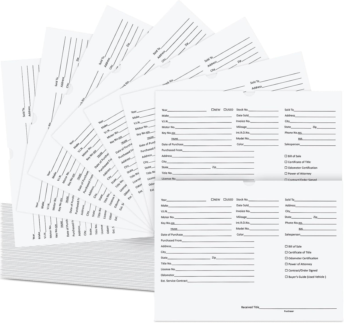 120 Pcs 9 x 12 In Vehicle Dealer Jackets
