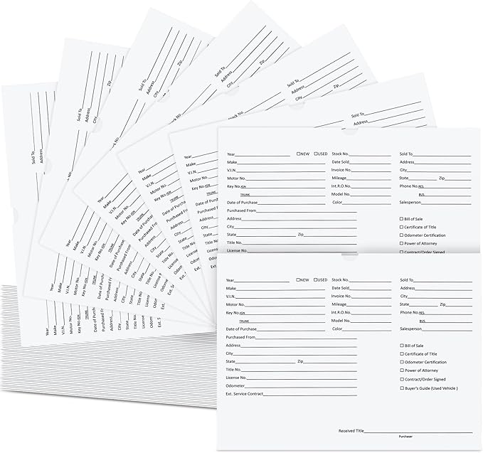 120 Pcs 9 x 12 In Vehicle Dealer Jackets by Unknown