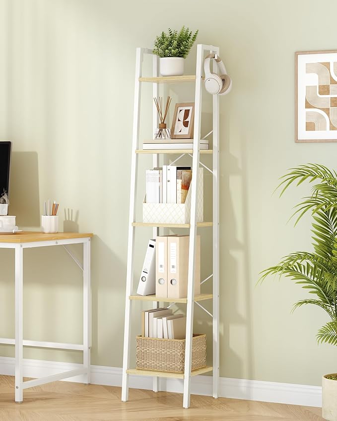 Hzuaneri Ladder Shelf, Bookshelf Bookcase, Freestanding Corner Storage Shelve - Image 7