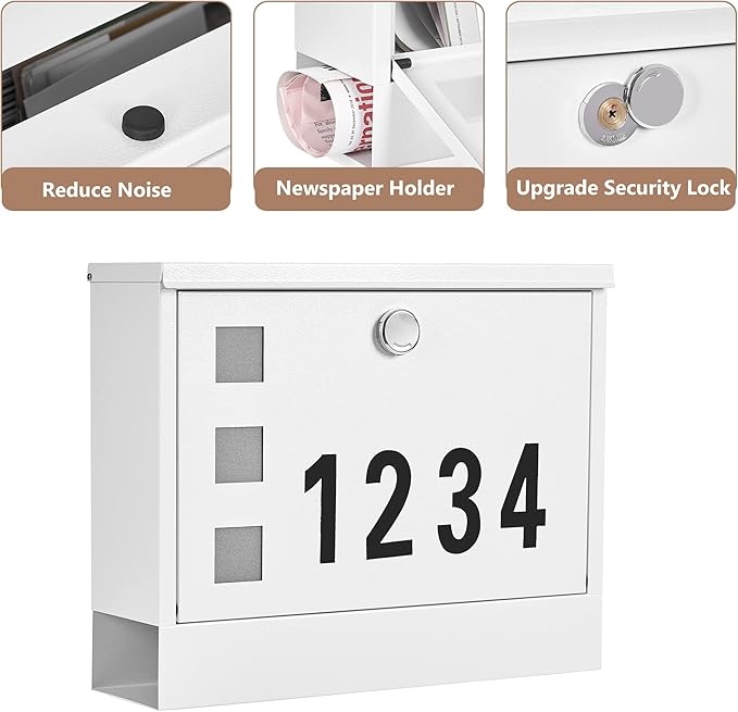 LAND·VOI Locking Mailbox Wall Mounted, Metal Postbox - Image 4