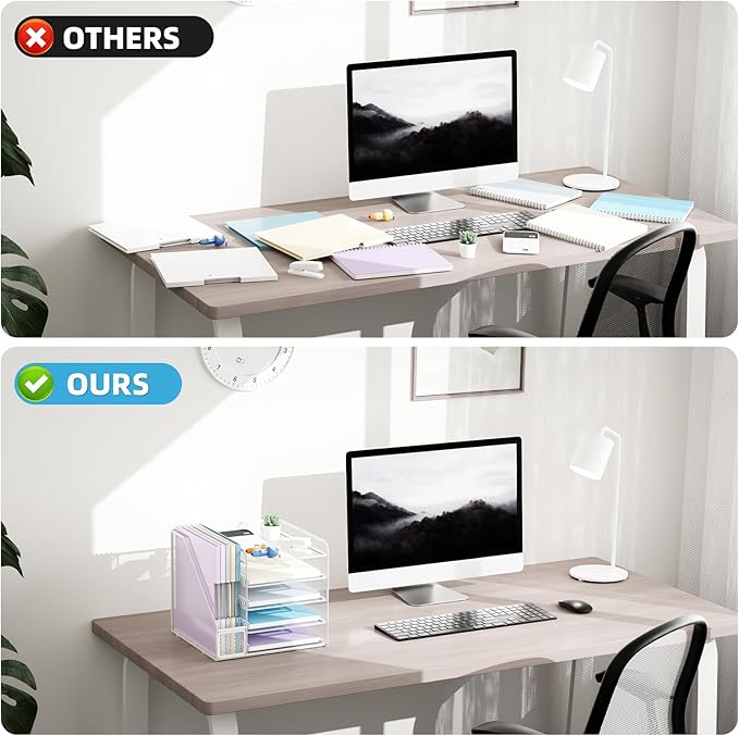 Marbrasse Desk Organizers and Accessories, 5-Tier Paper Letter Tray Organizer - Image 5