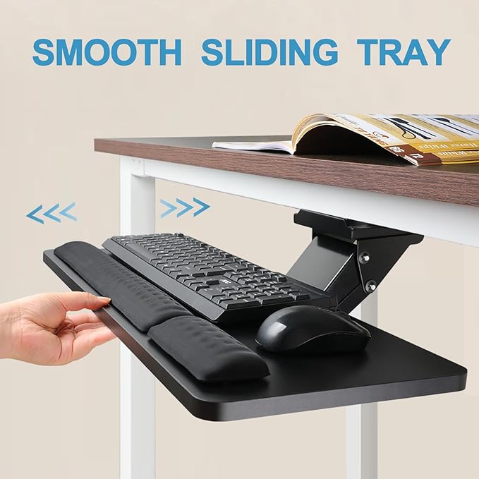 Cartmay Keyboard Tray Under Desk, 25x9.84'' Large Slide Out Swivel Tilt - Image 2